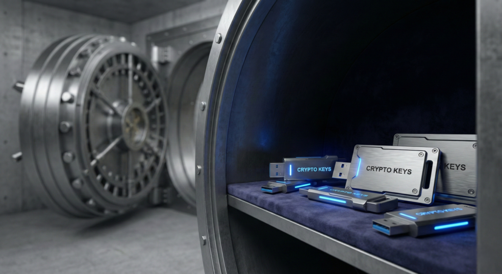 למה שכבת אבטחה פיזית לכספת חיונית למפתחות קריפטו? מפתחות קריפטו מוגנים במתחם פרטי